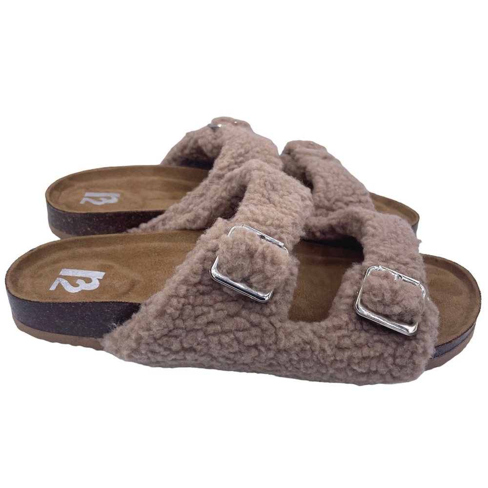 R2 sherpa memory foam double strap Bernette tan sandals women Size 10M
